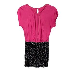 Nicole Miller Big Girl’s Bi-colored Dress size M Pink Black Sequined